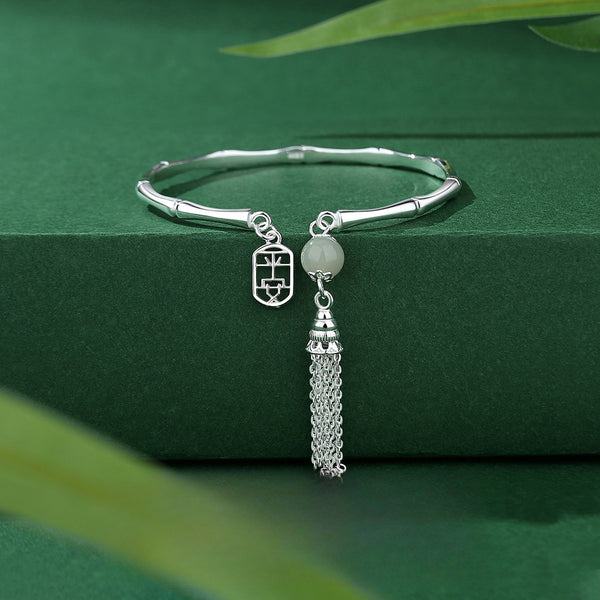 ORIGINAL 999 SILVER PING AN TASSEL OPEN BRACELET