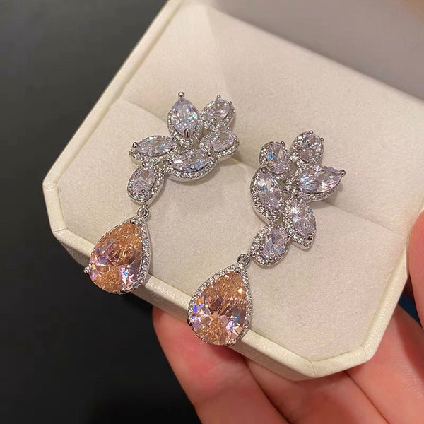 Versatile Horse Eye Diamond Powder Crystal Droplet Earrings