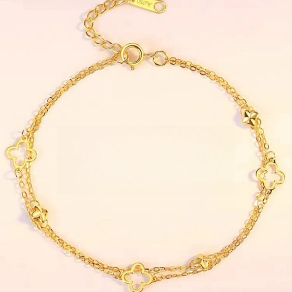 KISALL ORIGINAL 18K GOLD FOUR LEAF GRASS BRACELET