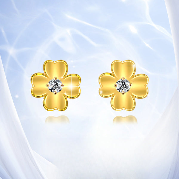 ORIGINAL 18K Gold Four Leaf Clover Earrings