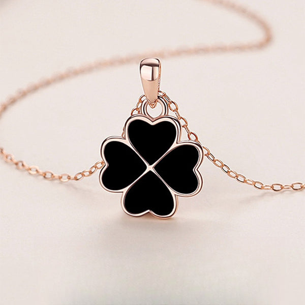 KISALL ORIGINAL 925 SILVER TEMPERATURE SENSITIVE CHANGING FOUR LEAF CLOVER NECKLACE