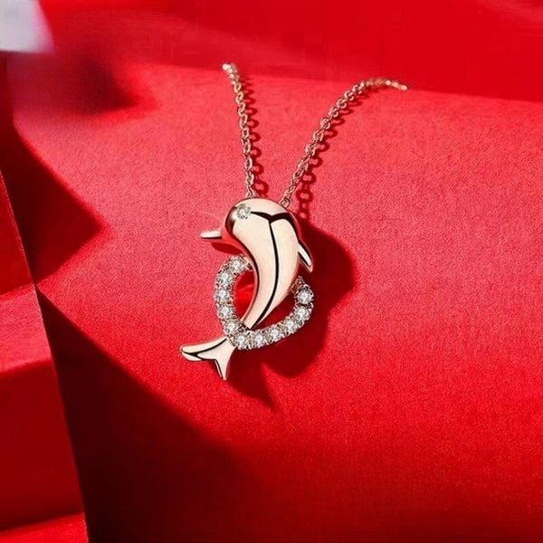 KISALL Original Design ORIGINAL 18K GOLD HEARTBEAT DOLPHIN NECKLACE