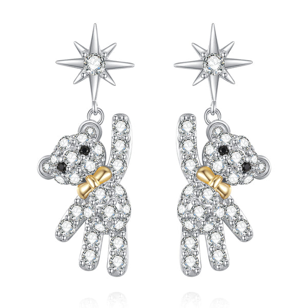 KISALL ORIGINAL 925 SILVER STARLIGHT LITTLE BEAR  EARRINGS