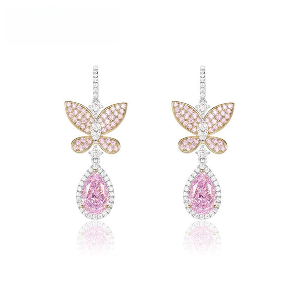 KISALL Original Design Pink butterfly Earrings Fashion Water Drop Earrings