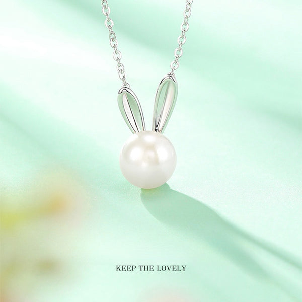 KISALL ORIGINAL 925 SILVER FLAT ROUND RABBIT PEARL NECKLACE