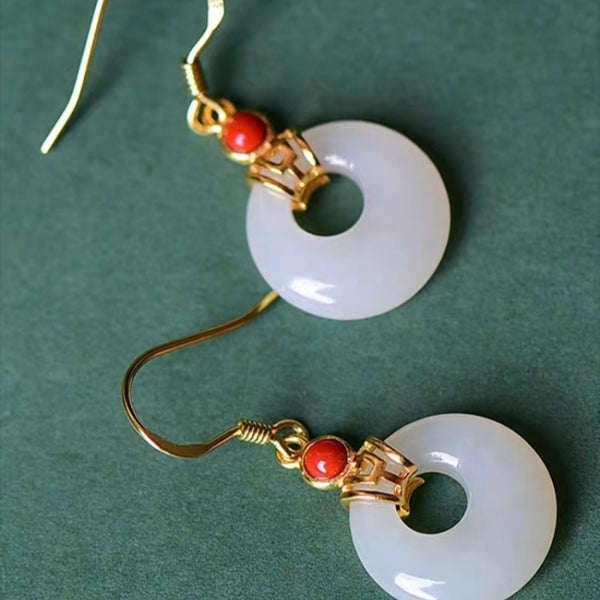 KISALL ORIGINAL HOTAN JADE PEACE BUCKLE EARRINGS