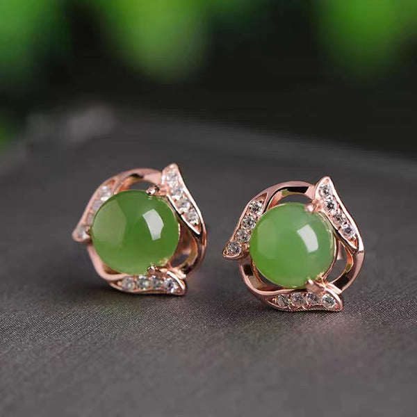 KISALL ORIGINAL NATURAL JADE HOTAN JADE JASPER EARRINGS