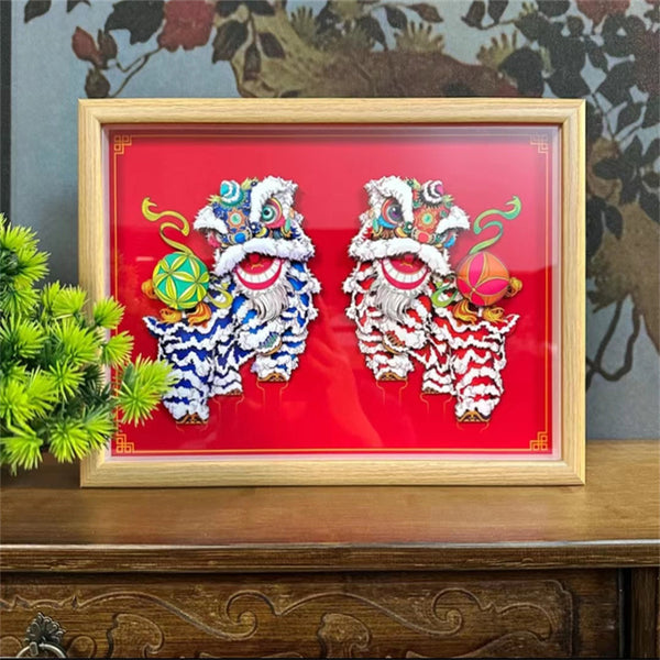 KISALL Original Design Lions Come To Operate Paper Cuttings Craft Stereoscopic Painting