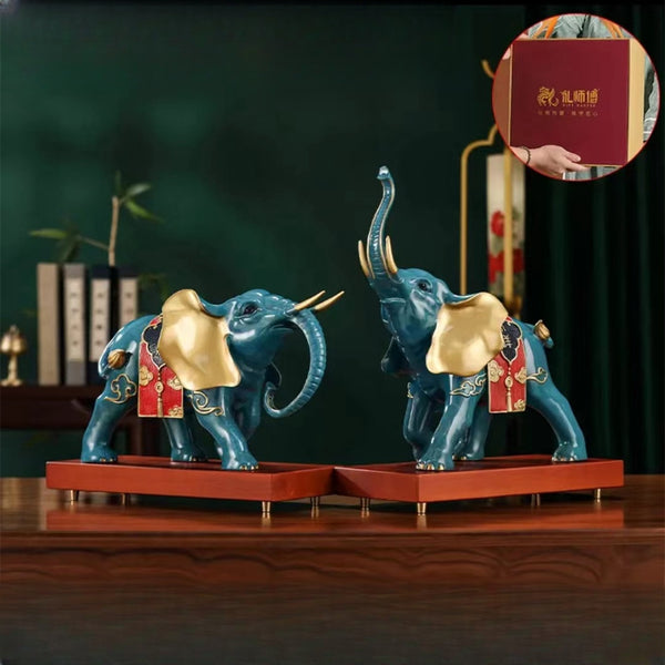 KISALL 【 Palace Museum Elephant 】 Brass Palace Museum Elephant Decorations, Living Room, foyer decoration, housewarming and opening gifts