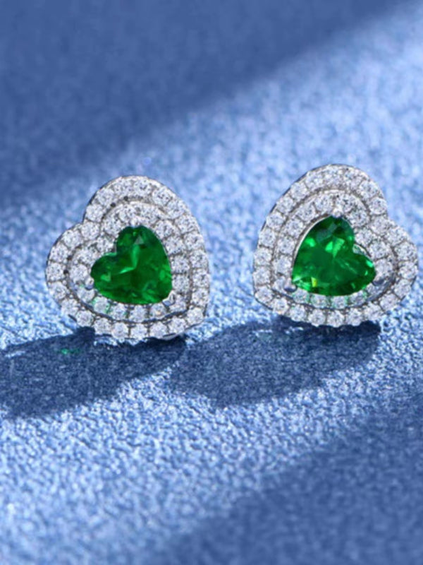 Square full diamond earrings S925 sterling silver emerald earrings for men, non allergic female couple Mosang stone earrings