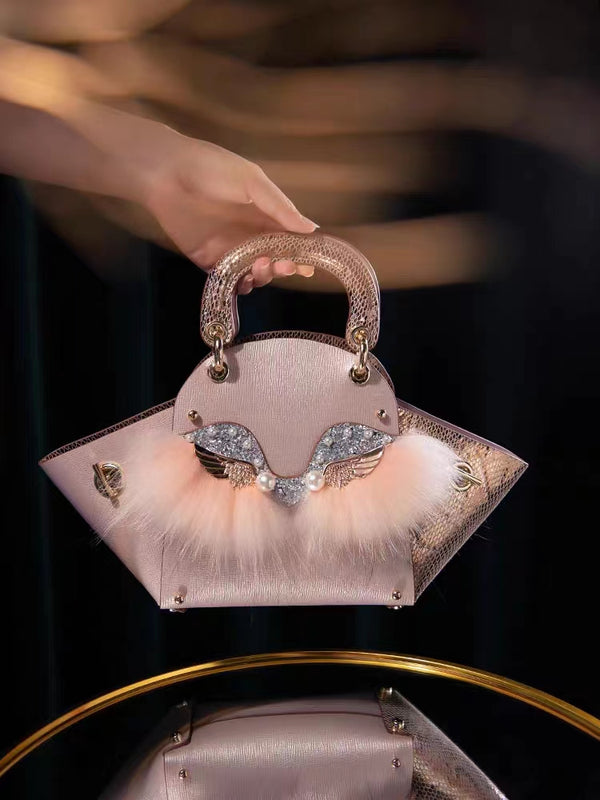 KISALL Original Design 2023 New China-Chic Small Crowd Autumn and Winter Hairy Owl Mask Eyes Women's Bag One shoulder Cross body Double sided Face changing Bag