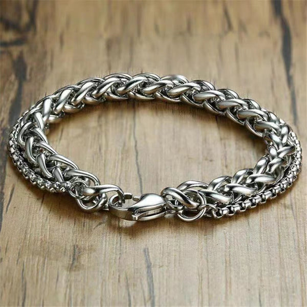 New European and American domineering silver men's titanium steel bracelet, stylish men's favorite style, personalized charm