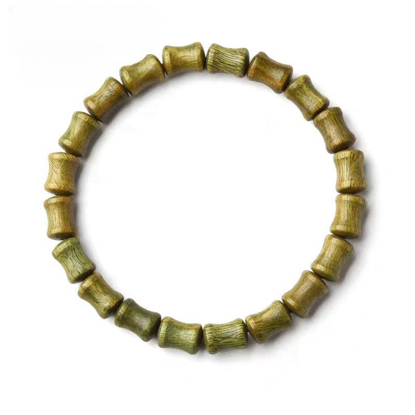 Natural Green Sandalwood Bracelet for Men Playing with Buddha Beads, Bamboo Joint, High Rise Bracelet for Female Students, Exam Landing Gift for Women