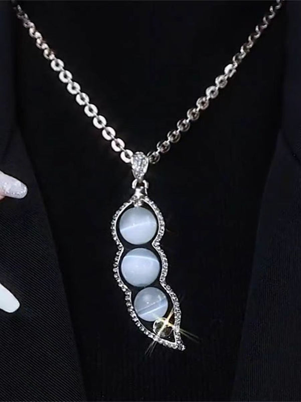 KISALL Original Design Sweater chain, long cat's eye stone pea necklace, niche, high-end, minimalist collarbone chain