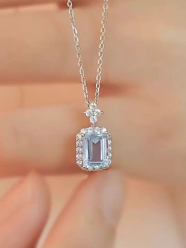 KISALL Topaz Sea Blue Treasure Water Bottle Pendant Necklace