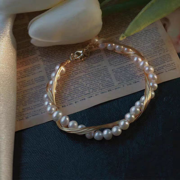 KISALL Natural Freshwater Pearl Winding Bracelet