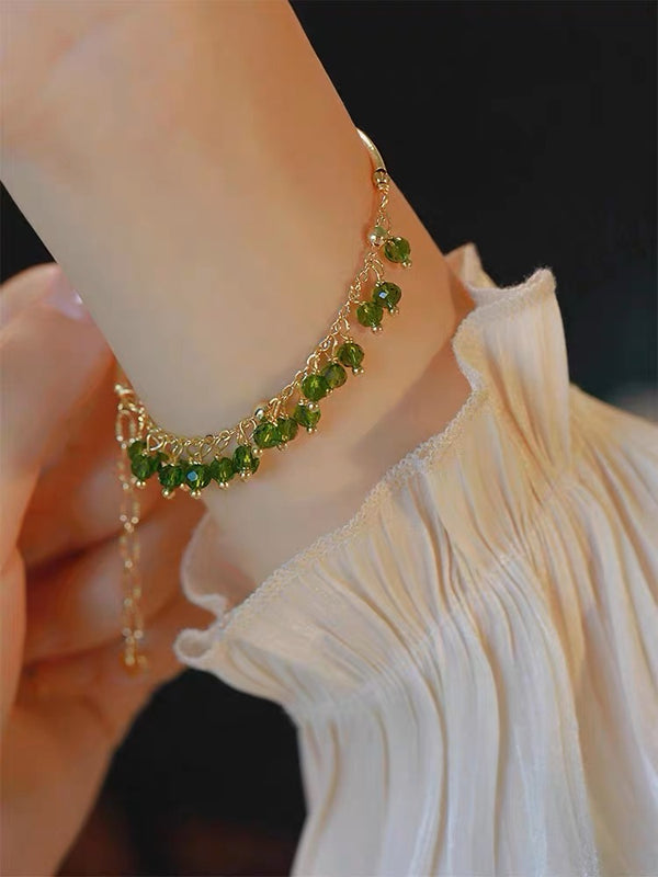 New Natural Olivine Niche Design Crushed Stone Beaded Bracelet