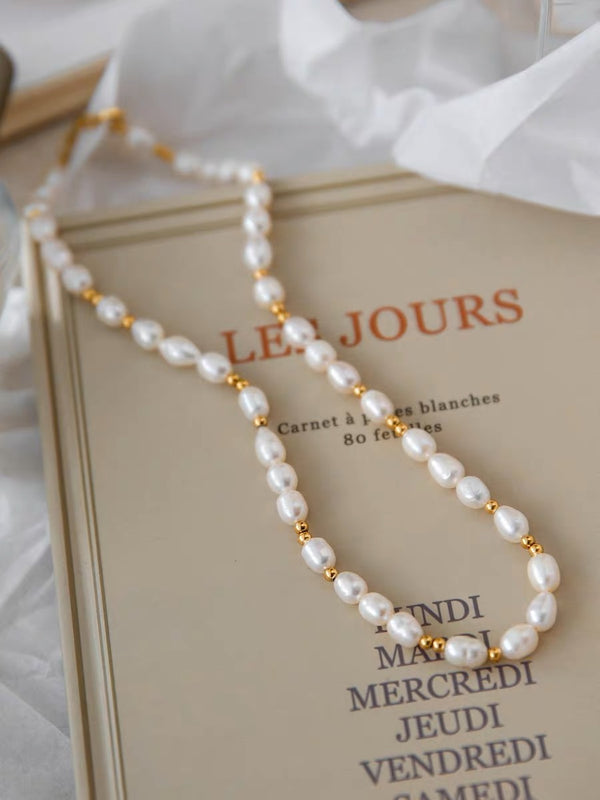 Natural Freshwater Rice Pearl Necklace