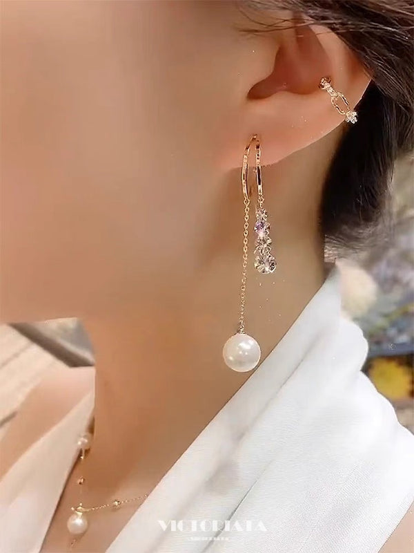 New Bohemian Style Super Immortal Zircon Pearl Earrings