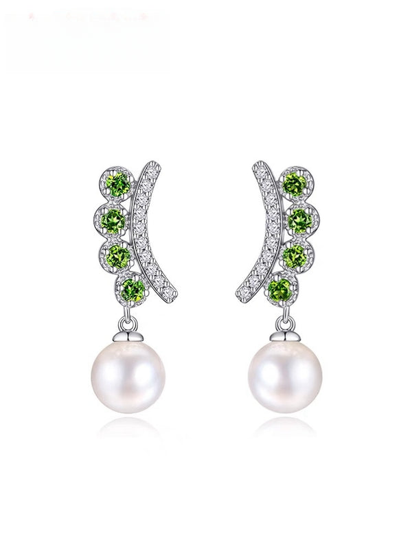 KISALL Original Design Green Gemstone Pearl Earrings
